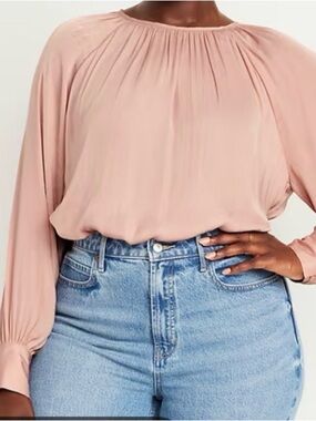 Old Navy Soft Pink Chiffon Long Sleeve Top Sz XL NWOT